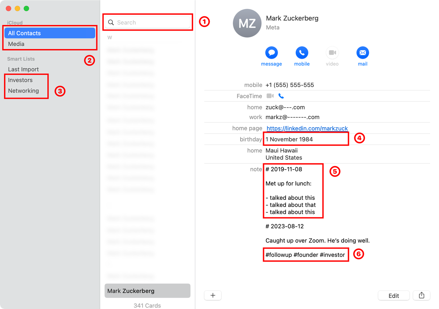 A tour of the Contacts app for MacOS and iOS.